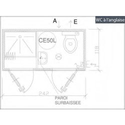 Bungalow sanitaire de chantier avec un WC à l'anglaise, une douche et un lave-mains -  SD1