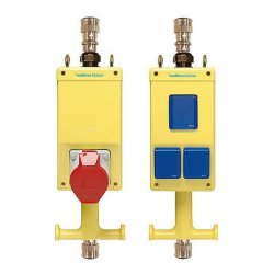 Coffret industriel suspendu - prises NF, CEE, RJ45 et connexion pneumatique