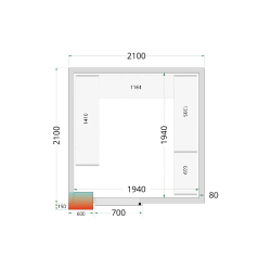 Chambre froide positive CRPF2121 Blanc 2100 x 2100 x 2200 mm TEFCOLD