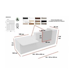 Comptoir d'accueil bi-colore avec PMR Delta et réhausse - 242, Droite, Blanc, Non, Chêne moyen