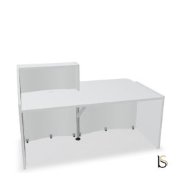 Banque d'accueil compacte WAVE avec plateau bas - MDD - 157, Droite, Beige mat