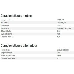 Technic 6500 E AVR UK C5 - Groupe électrogène Kohler - Puissance maximale 6,30 kW - 230V - 50Hz