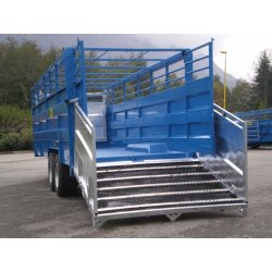 Bétaillère série II métallique 1 et 2 essieux - JP Construction - Type: BET30 II à BET1200 II - Fond ouvrant intégral et suspension hydropneumatique - Plancher aluminium TOPGRIP