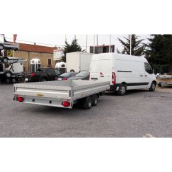 Remorque plateau - Humbaur HT 354118 - 2 essieux, roues dessous, ridelles alu, PTAC 3500 kg