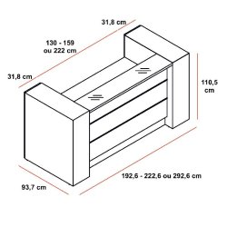 Bureau d'accueil avec rangement Valde - MDD - 192, Blanc brillant