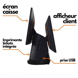 Caisse enregistreuse tactile - imprimante intégrée - tiroir caisse - afficheur client