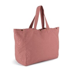 Sac de shopping en coton délavé - Réf: KI3208 - Style décontracté avec poche intérieure et grand soufflet