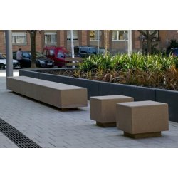 Jardinière Gandhi en béton blanc et gris avec ciment de tampon vert -35% CO2 - Marbre ou carrière concassée - Livraison sur devis