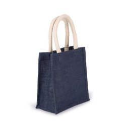 Sac réutilisable style cabas en toile de jute - petit modèle - poignées en coton - Réf: KI0272 - Marque Kimood