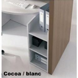 Bureau d'accueil oval avec parties haute et basse - MDD - Blanc, Wengé, A droite