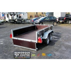 Remorque polyvalente Lider en bois freinée - 2 essieux - PTAC : 1300 kg - 251 x 133 cm - Référence 41480