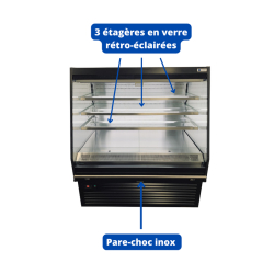 Vitrine réfrigérée semi-verticale 3 niveaux MILANO PLUS - EORI-SV-1330 et EORI-SV-1955 - 3 + base - LED - -1°C à +7°C - EUROVITRINE