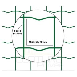 Grillage soudé super - maille galvanisée 50x50 mm - rouleau de 25 m - vert