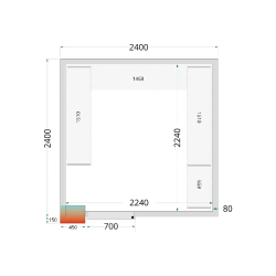 Chambre froide positive CRPF2424 Blanc 2400 x 2400 x 2200 mm TEFCOLD