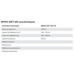 Szft 200 - Hayon élévateur Hiab Zepro - rétractable, plateforme acier, levage 2000 kg