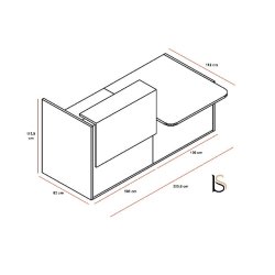 Bureau d'accueil lumineux Tera - MDD - 206, Chêne Canadien, Blanc mat, Droite