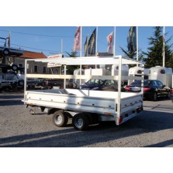 Remorque plateau - Humbaur HN 203121 / HN 253121 - 2 essieux, roues surbaissées, ridelles alu