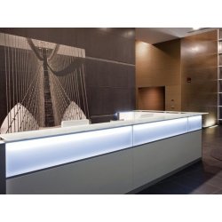 Banque d'accueil d'angle rétro-éclairée LED - DV702 - Conception modulaire avec finitions modernes