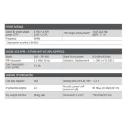 Ge s-5000 bbm groupe électrogène - mosa - fréquence: 50 hz