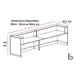 Grand bureau d'accueil droit Delta - Mobel Linea - 204, gris satin, Oui