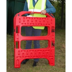 Barrière de chantier rigides pliables 4 pans - panneaux enclenchés 750 mm x 1000 mm - haute visibilité