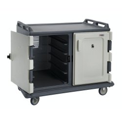 Chariot de distribution plateaux repas en polyéthylène monobloc indéformable, infissurable - 20 plateaux