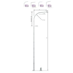 Mât d'éclairage public cylindro-conique adagio rch / hauteur 8 - 12 m / en acier / diamètre 60 mm / diamètre base 160 - 216 mm