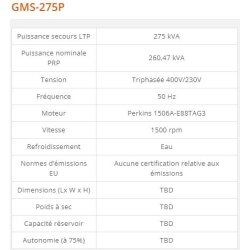 GMS-275P - Groupe électrogène industriel Generac 275 kVA - Série GMS Standard - Version ouverte et insonorisée