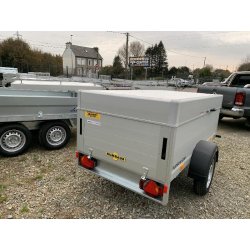 Remorque Humbaur Aluminium PTAC 750 Kg non freiné - 2100*1300*500 mm - Capot sécurisé étanche - Référence HA752113-5 + CAP
