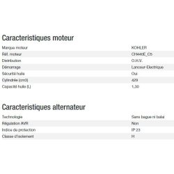 Technic 6500 E C5 Groupe électrogène - Kohler - 6,30 kW - 50 Hz - 230V