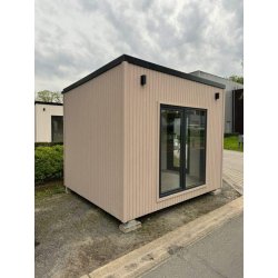 Module isolé 10 m² - espace indépendant lumineux avec bardage composite sable et triple vitrage
