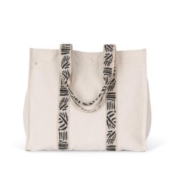 Grand sac shopping recyclé à soufflet - Kimood - 67% coton recyclé - Poche zippée - Réf: KINS114