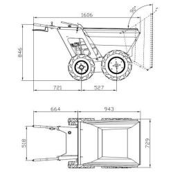 Mini Dumper thermique Delta-Competent Garden Dumper 250 kg - Honda GXV160 - 4x4
