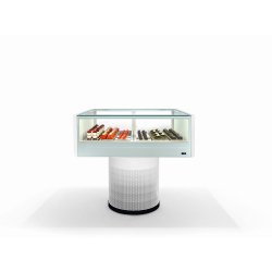 Vitrine pâtisserie et chocolats sur colonne
