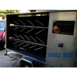 Tournebroche professionnel modèle ouvert - robuste, fiable, simple d'usage - Guinet, acier galvanisé, 48 poulets, remorque homologuée