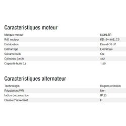 Diesel 6500 TA XL C5 Groupe électrogène - Kohler - Gamme Diesel - Puissance max 5,20 kW / 6,50 kVA - 50 Hz