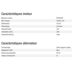 3000 XL TB UK C5 - Groupe électrogène Kohler - Gamme PERFORM - Puissance max 2,80 kW - 230V - 50 Hz