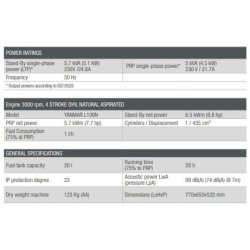 Groupe électrogène silencieux Ge S-6000 YDM - Mosa - Moteur diesel Yanmar - 5 kVA - Fréquence 50 Hz