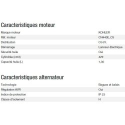 Technic 7500 TA AVR C5 - Groupe électrogène Kohler - Puissance max 6,50 kW - Gamme Technic
