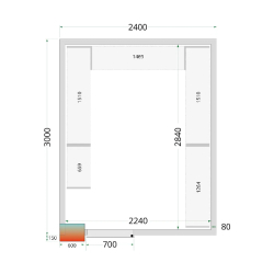 Chambre froide positive CRPF2430 Blanc 2400 x 3000 x 2200 mm TEFCOLD