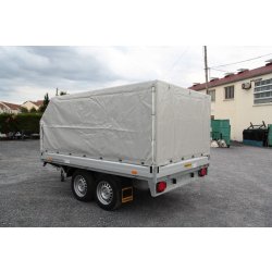 Remorque plateau Humbaur HT 203116 - structure modulaire en acier galvanisé, 2 essieux freinés, ridelles alu
