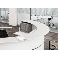 Banque d'accueil courbe Glass - Quadrifoglio. - Blanc