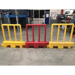 Barrière de sécurité amovible à lester - PLAST'UP ROTOMOULAGE - Polyéthylène haute densité - 100 cm - Rouge, Jaune, Noir, Blanc