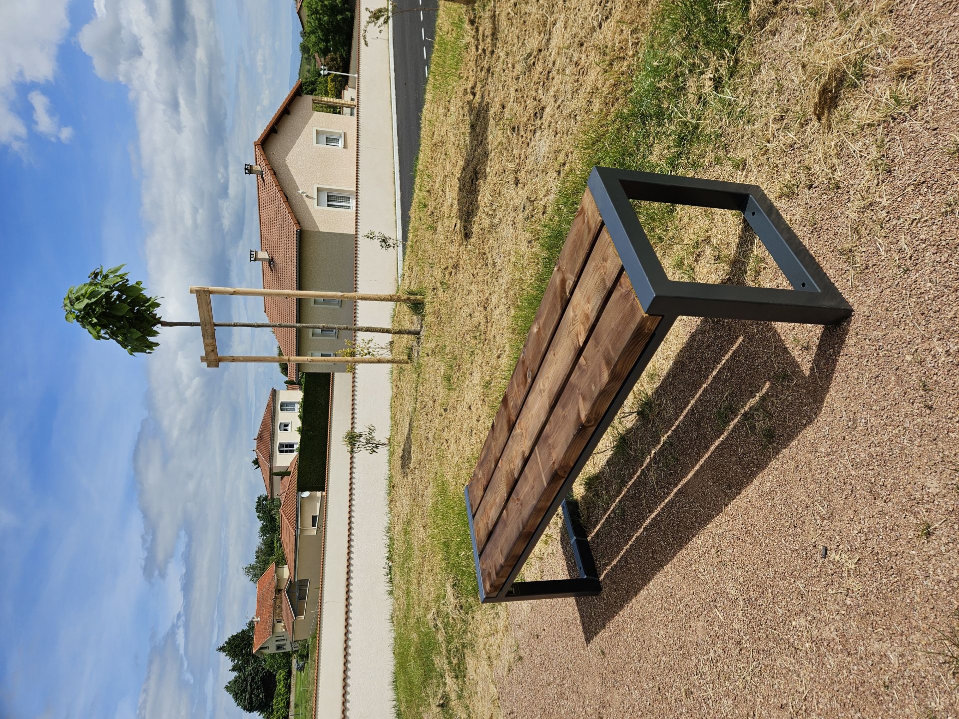 Banc public méridienne Miami Wood - Design Art Déco 1910, acier et bois, dimensions 150x45x45 cm_4