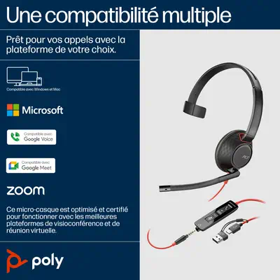 Micro-casque monaural USB-C Poly Blackwire 5210 + prise 3,5 mm + adaptateur USB-C/A (lot)_3
