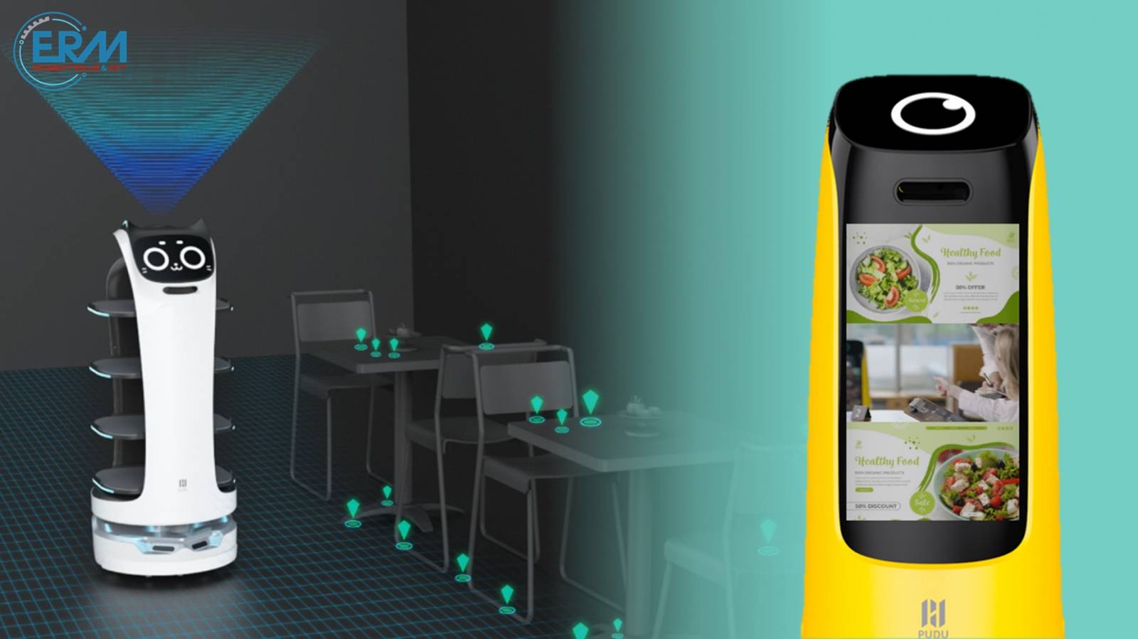 Robot serveur pour les restaurants, fabriqué en France - HellaBot et KettyBot de Pudu Robotics_0