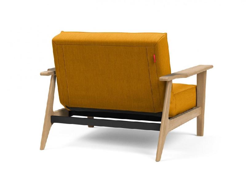 Fauteuil design convertible Innovation Living Splitback Frej Elegance Burned Curry - Lit 90x115 cm - Accoudoirs chêne clair_3