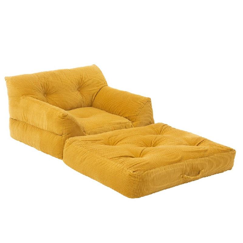 FAUTEUIL CONVERTIBLE CHARLENE JAUNE  COTON / MOUSSE_3