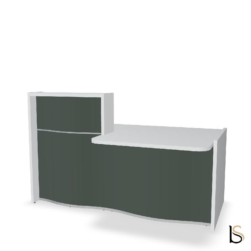 Banque d'accueil compacte WAVE avec plateau bas - MDD - 200, Droite, Vert bouteille mat_0