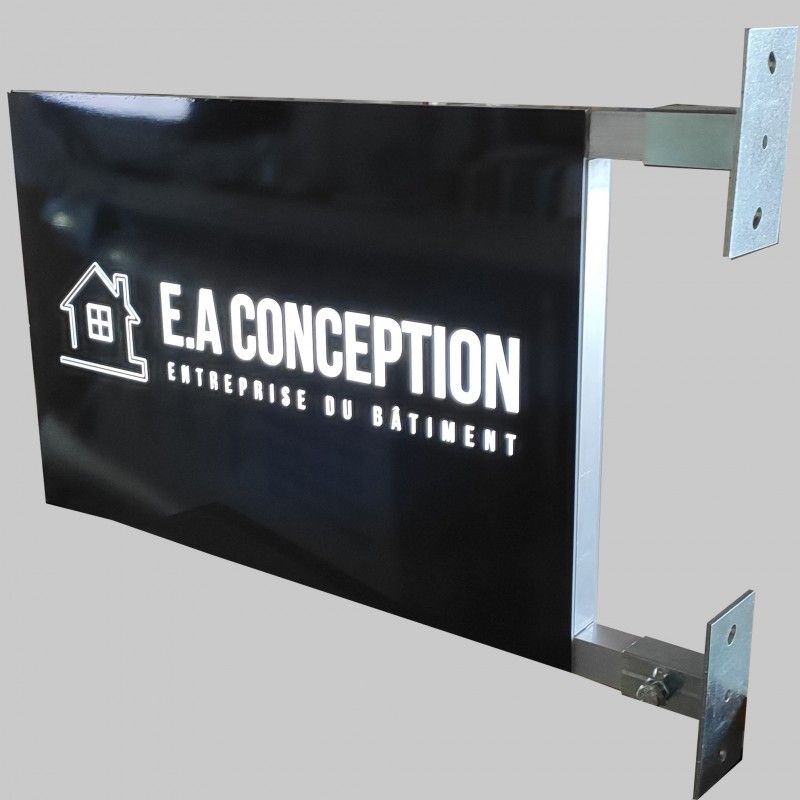 Enseigne drapeau lumineuse carré/réctangle plexiglas diffusant - ma belle enseigne - 40x50cm_3